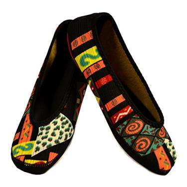 Imagem de NuFoot Fuzzies Sapatilhas femininas de balé, dobráveis e flexíveis, sapatilhas, chinelos de viagem e sapatos de exercícios, sapatos de dança, meias de ioga, sapatos para casa, chinelos para ambientes internos, patchwork, GG