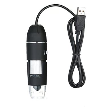 Imagem de Romacci Microscópio digital USB de ampliação 1600X com função OTG Endoscópio Lupa de luz de 8 LED com suporte