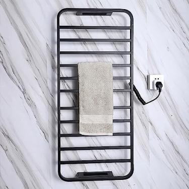 Imagem de Aquecedor De Toalhas Montado Na Parede Toalheiros Elétricos de Aço Inoxidável 304 Com Temporização Radiador Termostático de Secagem para Banheiro Hotel,Black,42 * 95 * 10cm