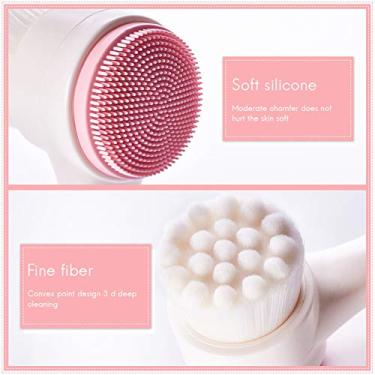 Imagem de Escova de Limpeza Facial Manual, Remoção de Cravos, Escova Esfoliante de Pele Facial, Dupla Face, Pontos Elevados para Uso Doméstico (Rosa)