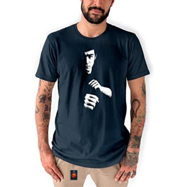 Imagem de MACFLY ESTAMPAS, Camiseta Masculina Estampada Bruce Lee Kung Fu Cinema Filme Camisa Algodão Silk-Screen a Cor:Preto;Tamanho:GG