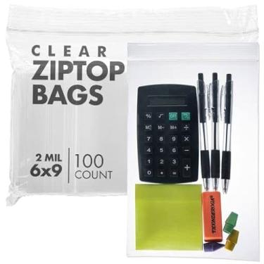 Imagem de Bolsas de plástico transparente com zíper – da DiRose | recarregáveis, fortes, grossas, resistentes, seguras para alimentos | para organização, viagem, envio, embalagem e armazenamento | Volume | tamanhos pequenos, médios e grandes., 100 Pack, 6X9