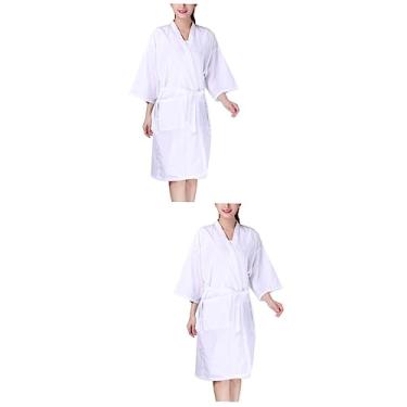 Imagem de Zerodeko 2 Peças avental de cabeleireiro spa hairplastia macacão branco roupões de hotel feminino macacão feminino vestes femininas avental de tintura de cabelo avental protetor de roupas