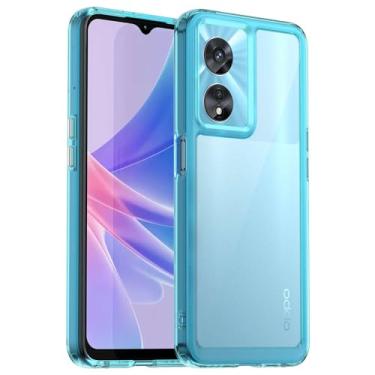 Imagem de Capa para Oppo Realme Narzo 50 5G, botão de pressão flexível, capa transparente, proteção total de 360° - azul (transparente)