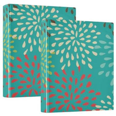 Imagem de Fichários de caderno de três anéis, fichários de caderno de 3,8 cm com bolsos internos, pacote com 1/2 suprimento escolar, 200 folhas coloridas e flores abstratas