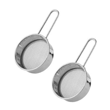 Imagem de Pokinge 2 mini peneiras de farinha de aço inoxidável, peneira de farinha de malha fina, colher de filtro de pó portátil para cozimento em pó de cacau matcha