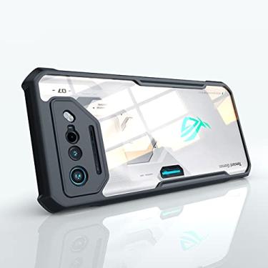 Imagem de GIMENOHIG Capa antiqueda de quatro cantos para Asus ROG Phone 7/7 Pro, silicone PC híbrido proteção contra choque e queda (preto)