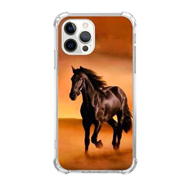 Imagem de Ospavbinez Capa estética de cavalo preto legal compatível com iPhone 14 Pro, capa de animal de cavalo selvagem bonito para iPhone 14 Pro para adolescentes, homens e mulheres, capa de telefone com