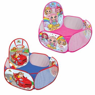 Imagem de Piscina De Bolinhas Com Cesta de Basquete Barraca com Cesta Cercado Chiqueirinho Dobrável Portátil Linha Premium M5 Armarinhos (Azul)