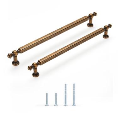 Imagem de Satanga Puxadores de armário de cozinha retrô latão moderno maçanetas de gaveta 18 cm pacote com 4 ferragens decorativas para puxadores rústicos de cômoda antiga porta de armário móveis de fazenda