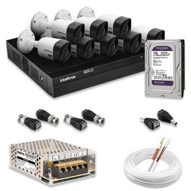 Imagem de Kit 8 Câmeras De Segurança Intelbras Full Hd 1080p Com Dvr Mhdx 1208 1080p Com Hd 1tb Purple