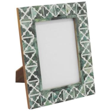 Imagem de Porta Retrato Osso E Resina Design Verde - Luxdécor