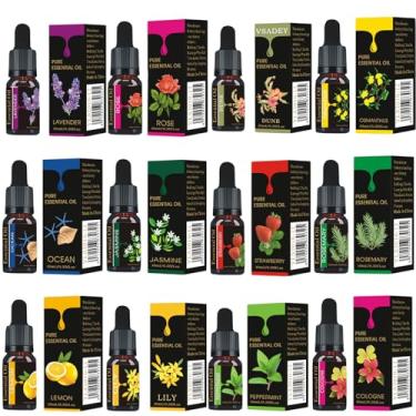 Imagem de Óleo Essencial Solúvel em Água Óleo Aromaterapia Óleo Fragrante para Difusor Aroma Umidificador Aroma Expansor 12 Garrafas Por 10ML Elitzia ETMS016