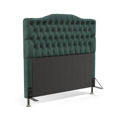 Imagem de Cabeceira Pollux 195 Modulada Estofada N-032 Veludo Verde Petróleo Ara