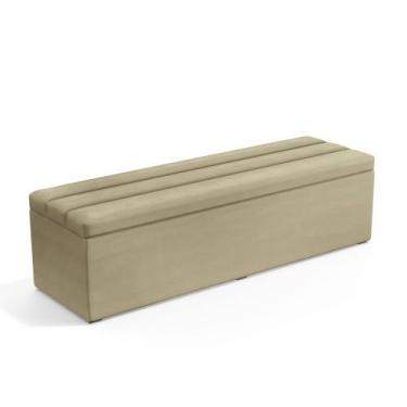 Imagem de Calçadeira Baú Ursa 160 para Cama Queen A-017 Couro Bege Aradecor, Beg