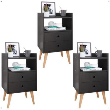 Imagem de Jogo 3 Mesas Cabeceira Dream Lateral Cama Casal Solteiro Decoração Qua