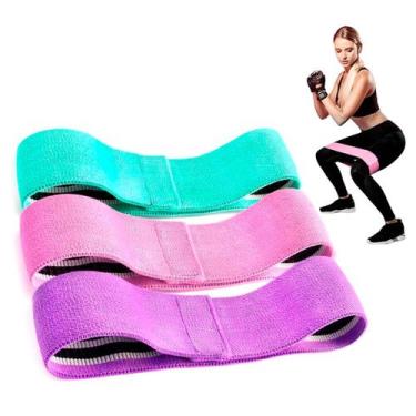 Imagem de Kit Hip Band 3 Faixas Elásticas Mini Band Tecido Poliester - HIGA