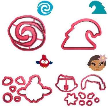 Imagem de Kit 4 Cortadores Moana Logo Hey Hey Onda - DOCE IMPRESSO, 5,5cm