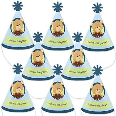 Imagem de Big Dot of Happiness Baby Boy Teddy Bear - Mini Cone Baby Shower Party Hats - Small Little Party Hats - Set of 8