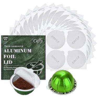 Imagem de Tampas de alumínio seladas - cápsulas de reutilização de cápsulas de café 220 peças, compatível com Nespresso Vertuoline Vertuo, reutilizar cápsulas de café 62 mm