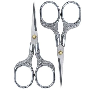 Imagem de Mini tesouras, lâmina inoxidável, cabo de metal, pacote com 2, escritório, escola, sala de aula, aluno, professor, artesanato, tecido, costura, embrulho para presente para todos os fins