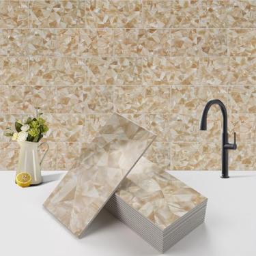 Imagem de Bainley Revestimento traseiro de 100 peças, azulejos de parede de PVC de 7,6 cm x 15,2 cm, adesivos para cozinha, lareira, banheiro