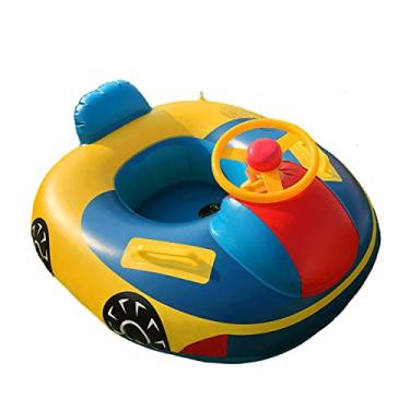 Imagem de Anel flutuante de natação para bebês, crianças, em forma de carro, boia de natação com 2 alças, assento de colchão flutuante, anel de natação para meninas e meninos de 1 a 5 anos