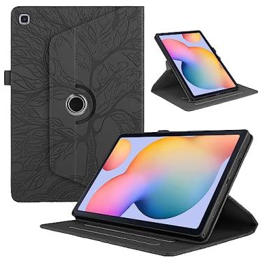 Imagem de Capa giratória para Samsung Galaxy Tab A7 10,4 polegadas 2022/2020 capa protetora de couro PU leve com suporte para cartão para tablet Galaxy modelo T500/T503/T505/T507-preta