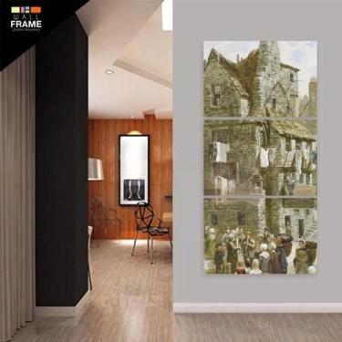 Imagem de Quadro Decorativo Vertical Casa Para Sala Hall 3 Peças - Wall Frame