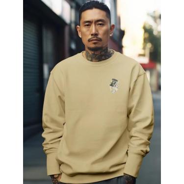 Imagem de Blusa De Frio Moletom Masculino Sem Capuz Careca Flanelado Algodão Mão