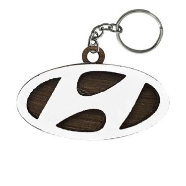 Imagem de Pacote 20 Chaveiro 3d Marca Hyundai com Argola 4cm Mdf Madeira Decorad