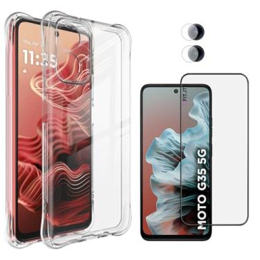 Imagem de Kit Capa Anti-Impacto + Película 5D Cerâmica + Película Protetora de Lente para Moto G35, Moto G55 (Motorola Moto G35)