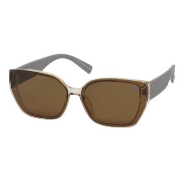 Imagem de Óculos de Sol Quadrado Polo London Club, lente em Policarbonato com Proteção UV400 em - Kit contém Case Couro ECO (Marrom clear)