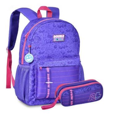 Imagem de Kit Mochila Costas Juvenil Ampla Rafa E Luiz Estojo Duplo - Clio Style