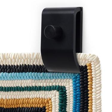 Imagem de Cabide de tapeçaria, 4 peças de cabides de colcha para parede para exibição, grampos de alumínio para cobertor, tapetes de exibição de carpete para pendurar na parede (preto)