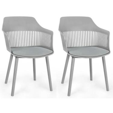 Imagem de Kit 2 Cadeiras de Jantar Estofada Marcela - Cinza - Magazine Decor
