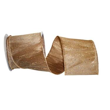 Imagem de Reliant Ribbon Glitter Dupioni fita de borda sólida com fio, 10 x 9 metros, ouro antigo