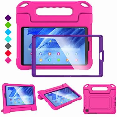 Imagem de MAISON Capa infantil para Samsung Galaxy Tab A9 22.1 cm 2023 SM-X110/X115/X117 e Galaxy Tab A7 Lite 22.1 cm 2021 T220/T225/T227 à prova de choque, protetor de tela embutido com suporte (rosa choque e