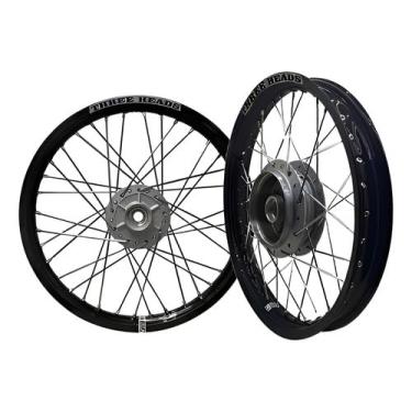 Imagem de Par Roda Aro Three Heads Preto Titan 150 Freio Á Disco Raio 3.5mm Inox