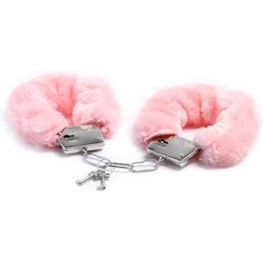 Imagem de Conjunto de algemas fofas rosa de aço inoxidável para tornozelos e pulso com conjunto de corrente conjunto de punho felpudo para quarto de adultos punhos para mulheres casais Z02322