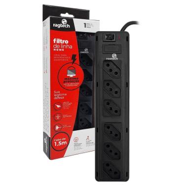 Imagem de Filtro Linha Ragtech Flh 6T, Bivolt Automático, 6 Tomadas,