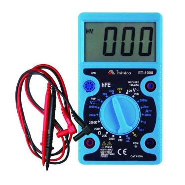 Imagem de Multimetro Digital Minipa Et-1000 Cat I 600v Tensao Dc-ac