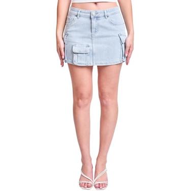 Imagem de YMI Minissaia feminina multi cargo, L azul claro, 13 Short