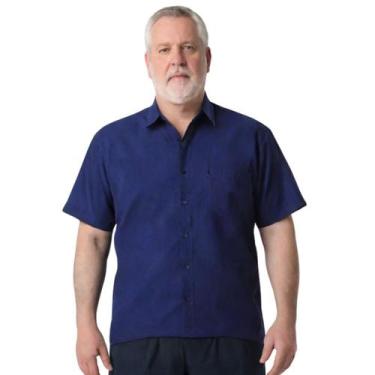 Imagem de Camisa Social Microleve Manga Curta Plus Size Não Amassa - C&C, Azul m