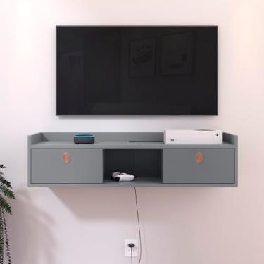 Imagem de Racks e Estantes para TV e Som Home Sala Vegas com 2 Portas e Puxador (Cinza)