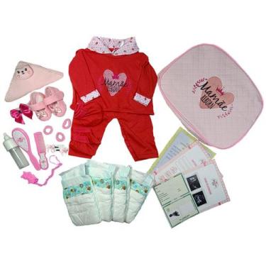 Imagem de Enxoval Boneca Bebê Reborn-25 Acessórios - Mamãe Reborn, Vermelho
