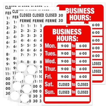 Imagem de Pacote com 2 placas de horário comercial, placas de horário gliship Store para negócios, sinais de horas de funcionamento para janela de negócios, porta de vidro, escritório, ao ar livre, placas