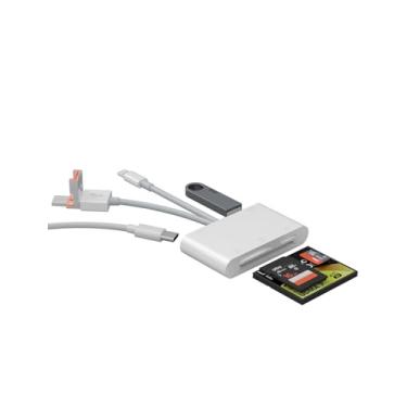 Imagem de ZOIOT Leitor de cartão de memória, leitor de cartão SD 4 em 1, adaptador de câmera USB, plugue de câmera digital, visualizador SD com slots de cartão micro SD e SD, adaptador de cartão de memória para