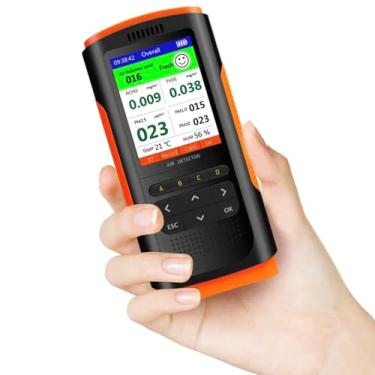 Imagem de Monitor de qualidade do ar, monitor de ar em espaço confinado, sensor HCHO, testador TVOC de formaldeído, PM2,5 PM1.0 PM10 preciso, medidor de umidade de temperatura, exibição em tempo real