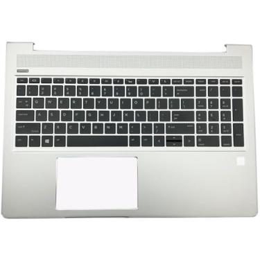 Imagem de Novo estojo de apoio para as mãos para notebook com teclado, retroiluminado, tamanho 39.6 cm, prata de substituição para HP Probook 450 455 G6 450 455R G7 L45090-001